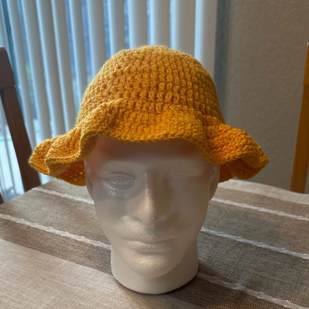 Handmade Yellow Crochet Bucket Hat